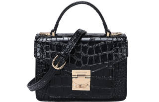 MQ Cow Leather Messenger Bag, Portable Small Square Bag, Shoulder Bag, Crossbody Bag Small Women's Black/White/Pink