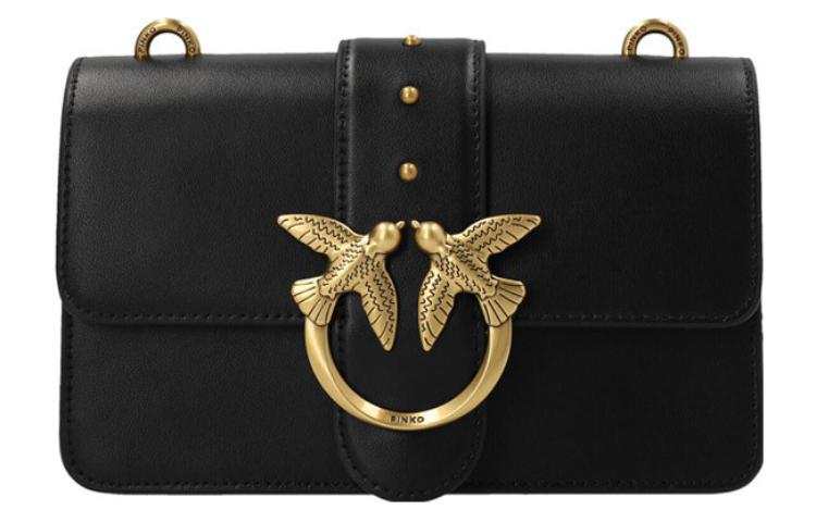 PINKO Leather Shoulder Bag Regular Women's Black