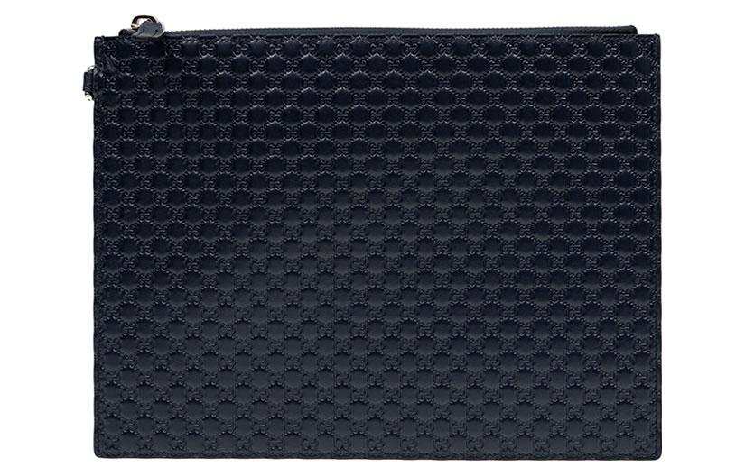 GUCCI Cow Leather Clutch Regular Men's Dark Blue