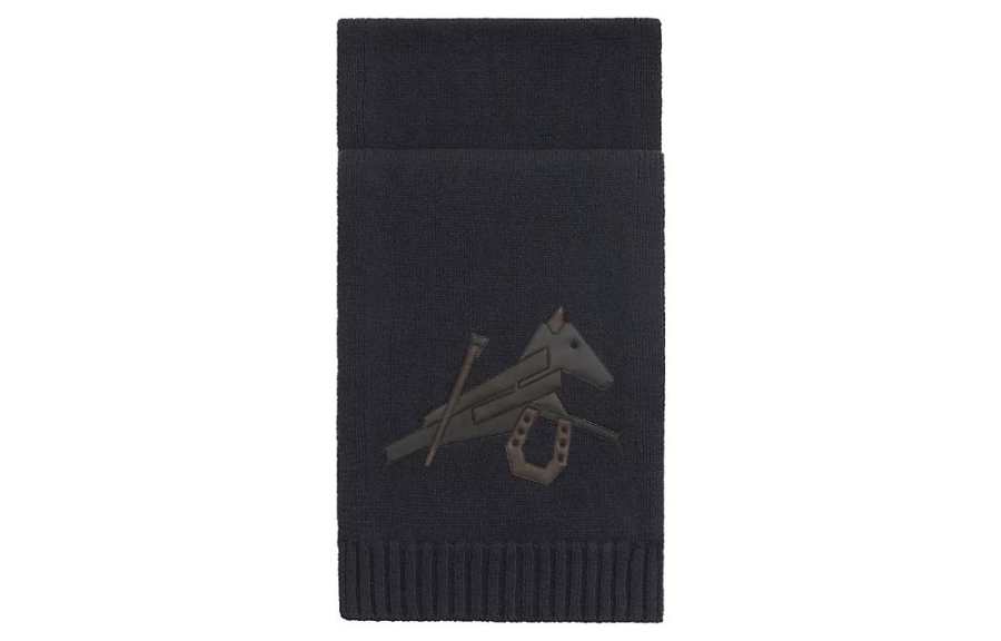 HERMES HERMES Knit Scarves Unisex Marine Blue