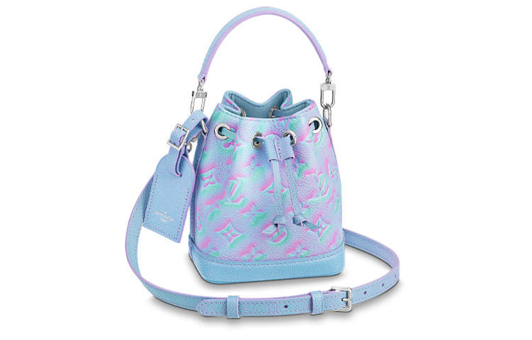 LOUIS VUITTON Painted And Embossed Cow Leather Bucket Bag, Handbag, Shoulder Bag, Crossbody Bag Mini Women's Blue