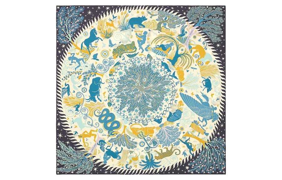 HERMES HERMES Silk Scarves Women's Blue