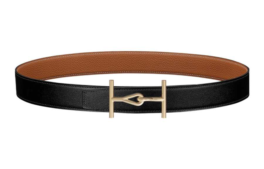 HERMES HERMES Togo Leather Belts Men's Width 3.2cm