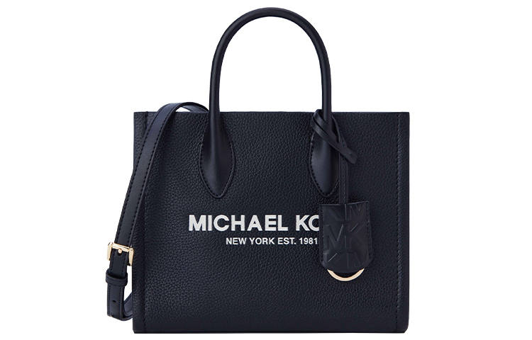 MICHAEL KORS Mirella Cow Leather Tote Bag, Shopping Bag, Crossbody Bag, Handbag Small Women's Black