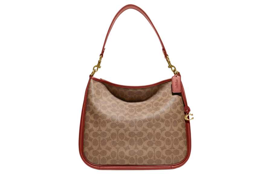 COACH Cary Cow Leather Handbag, Shoulder Bag Large Women's Red Brown