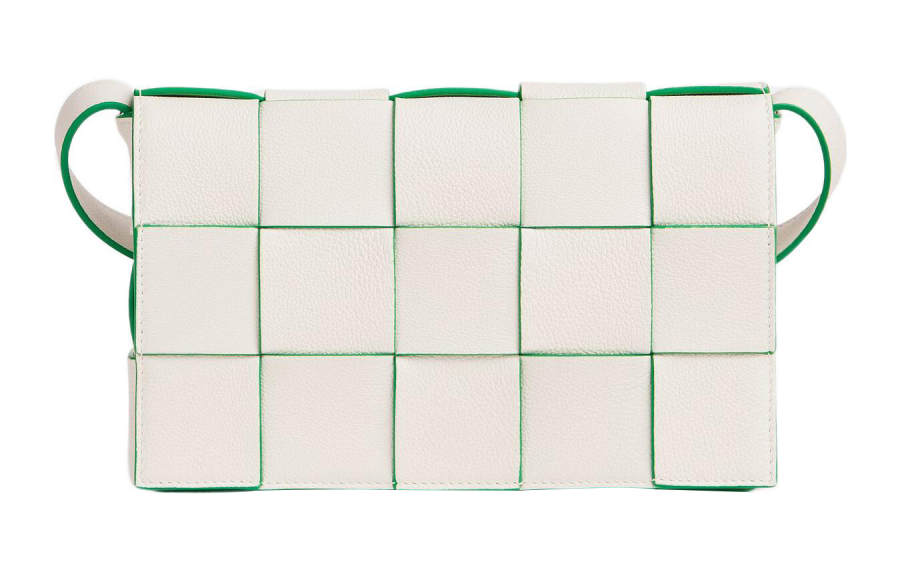 Bottega Veneta CASSETTE Buffalo Leather Crossbody Bags Medium Women's White & Parrot Green
