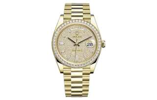 ROLEX Rhinestone Embellished Ring With Karat Gold, Sunday Calendar Design Automatic Mechanical Movement Men's Watches