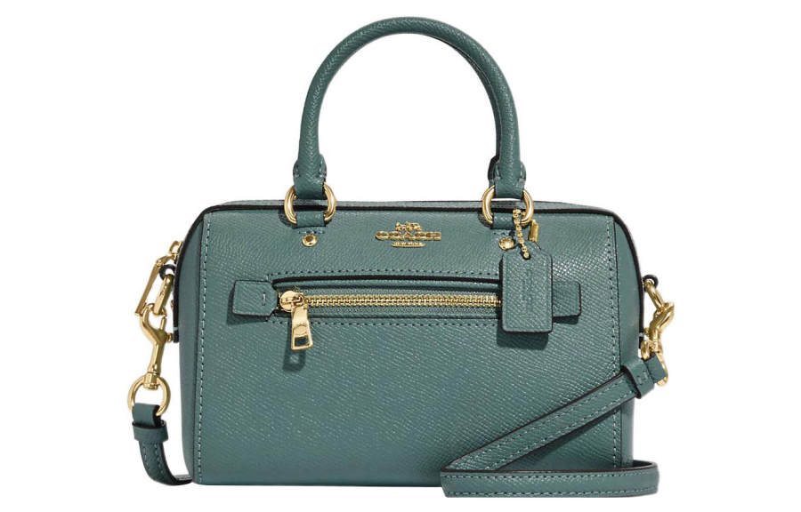 COACH Rowan Cross Grain Leather Handbag, Shoulder Bag, Crossbody Bag Mini Women's Ink Wash Green