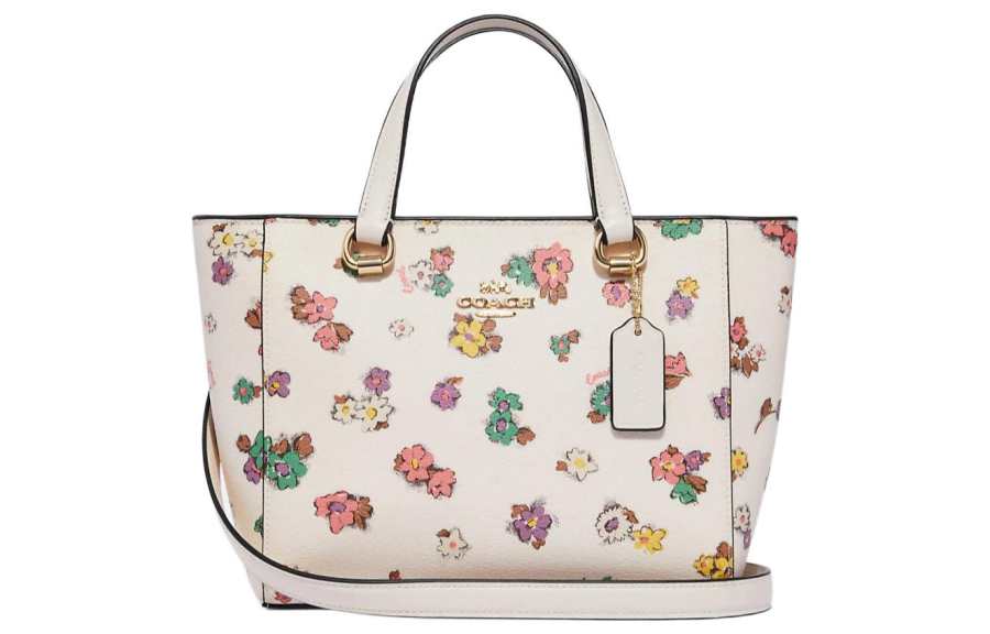 COACH Alice Coated Canvas With Smooth Leather Handbag, Shoulder Bag, Crossbody Bag Small Women's White