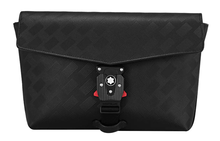 MONTBLANC Full Grain Cow Leather Envelope Bag, Handheld, Shoulder Bag, Crossbody Bag Regular Men's Black