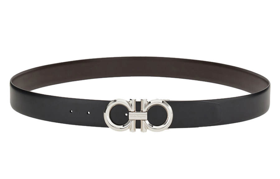 Ferragamo FERRAGAMO Men's Reversible Leather Belt Black/Walnut