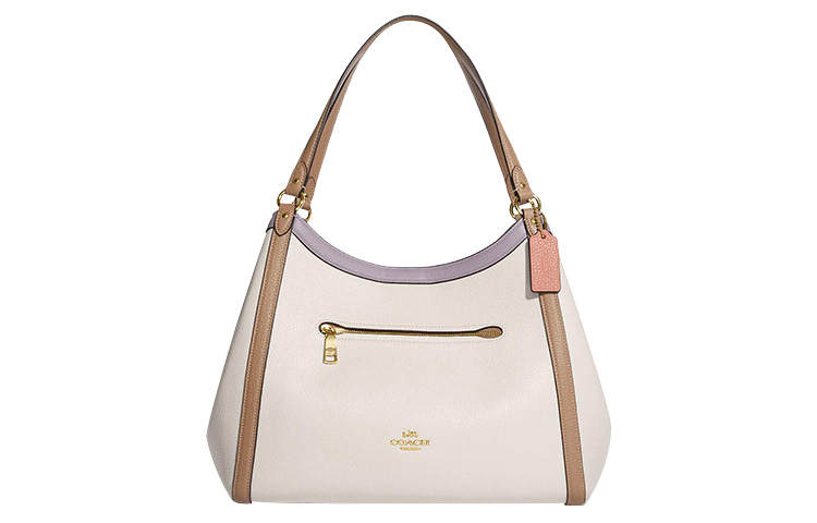 COACH Kristy Refined Pebble Leather One Shoulder Handbag Large Women's Chalk White