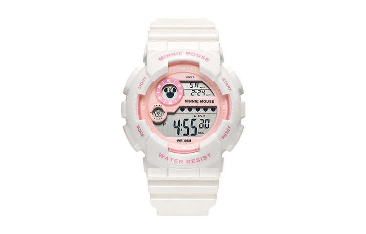 Disney Mickey Series Electronic Movement Silicone Strap Watch Unisex Pink Watch Dial