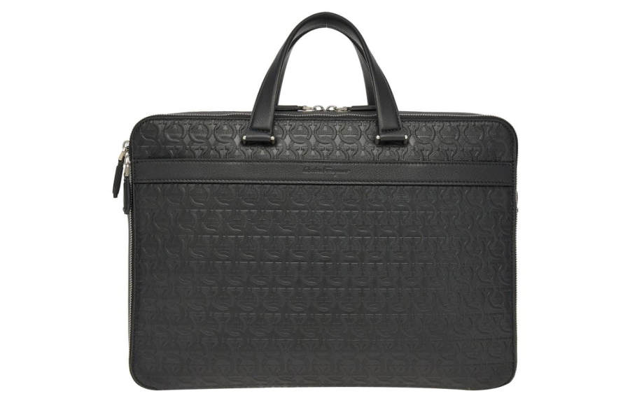 FERRAGAMO Travel Leather Handbag Men's Black
