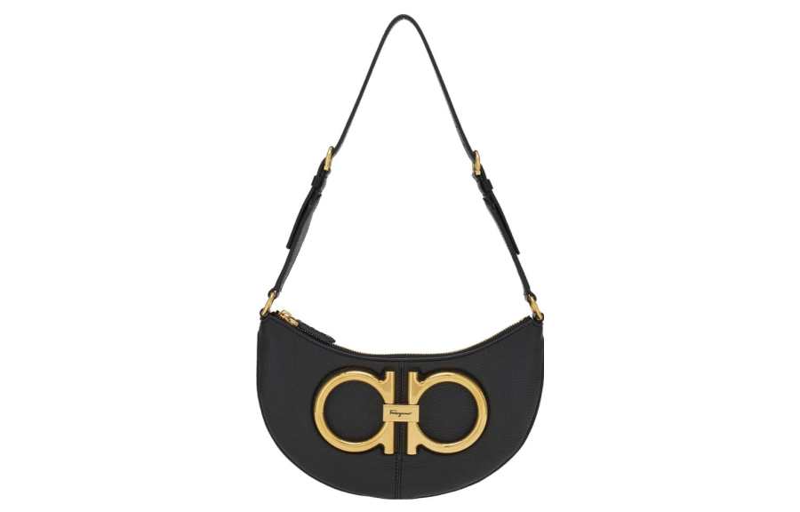 FERRAGAMO Cow Leather Crossbody Bag, Shoulder Bag Women's Black