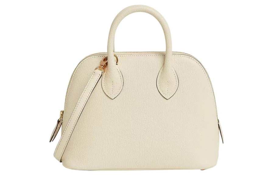 HERMES Bolide Goatskin Bowling Bag, Handbag Mini Women's I2 Nata Cream White