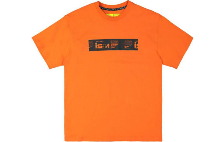 Nike Nike ISPA T Shirts Men's Orange Crew Neck Moderate Straight Fit