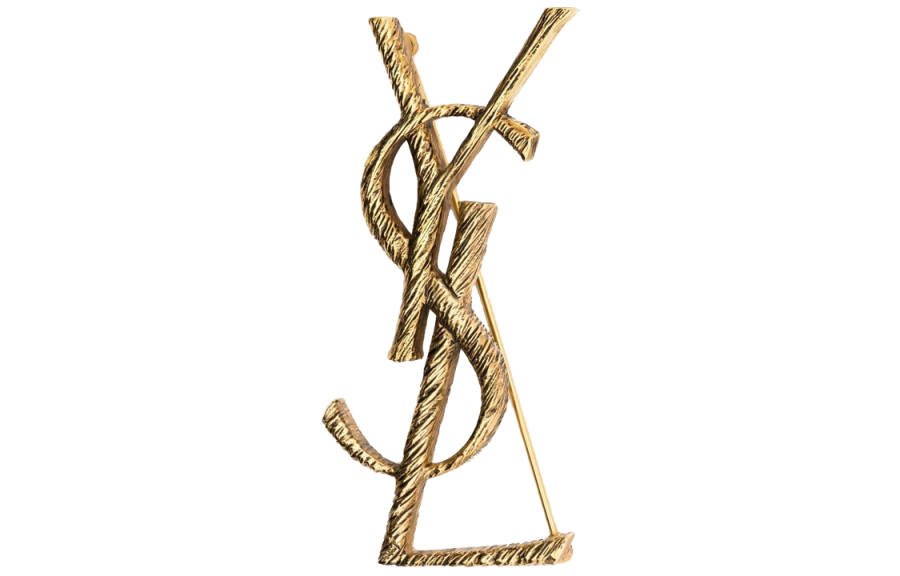 SAINT LAURENT Saint Laurent logo letter brooch