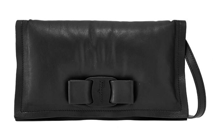 FERRAGAMO Viva Leather Shoulder Bag, Crossbody Bag Women's Black
