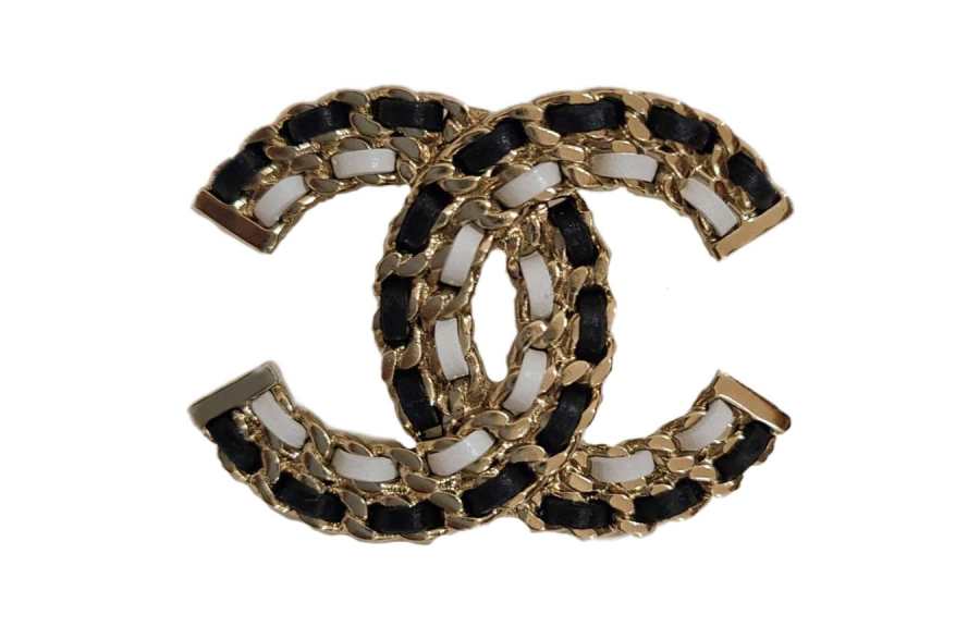 CHANEL Brooches Women's Black/Gold/White