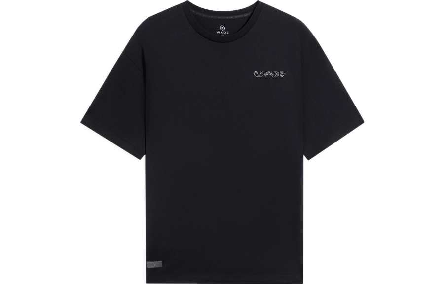 Li-Ning Li Ning T Shirts Unisex Black Crew Neck Moderate Straight Fit