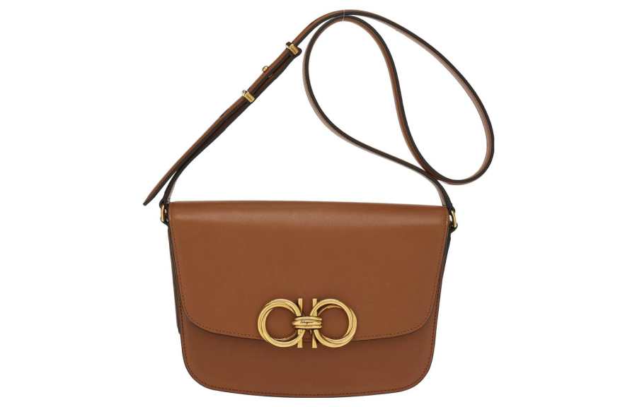 FERRAGAMO Leather Saddle Bag, Shoulder Bag, Crossbody Bag Women's Brown