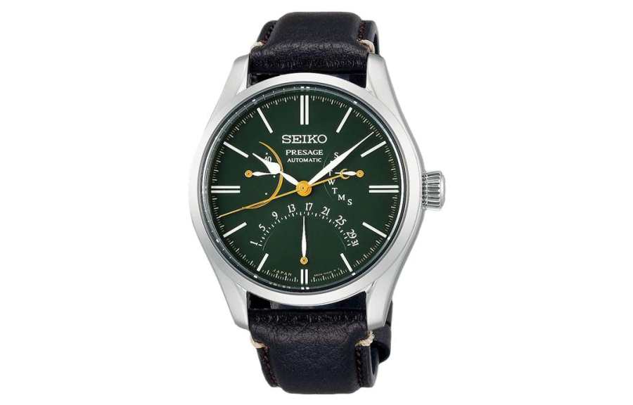 SEIKO Automatic Mechanical Movement Cow Leather Strap Watch Men's Watches Green Dial