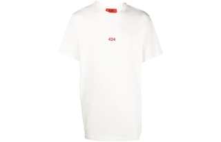 424 T Shirts Men's White Crew Neck Moderate Straight Fit