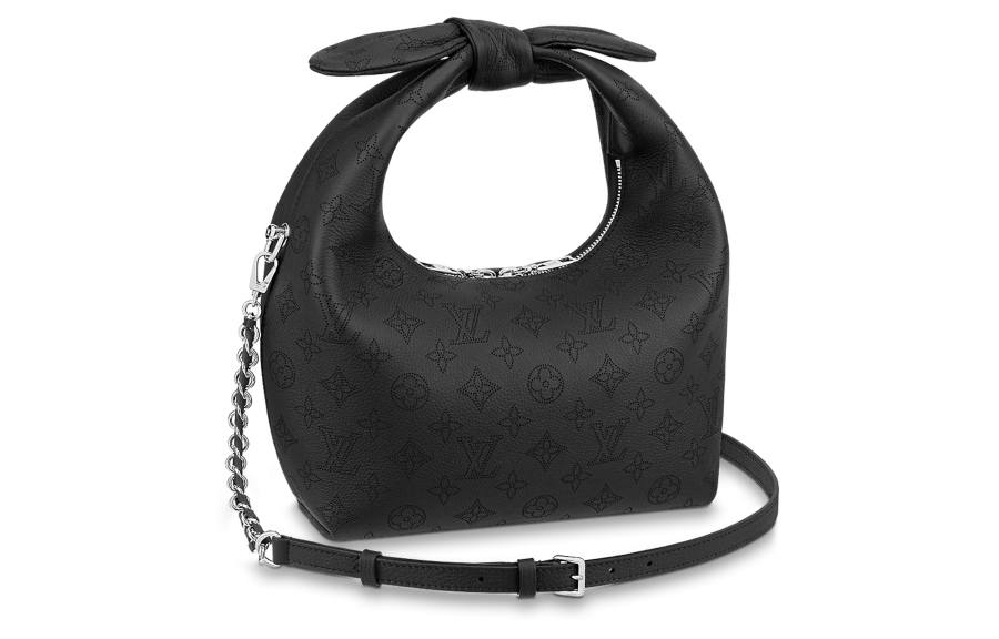 LOUIS VUITTON WHY KNO Engraved Perforated Cow Leather Handbag, Shoulder Bag, Crossbody Bag Small Women's Black