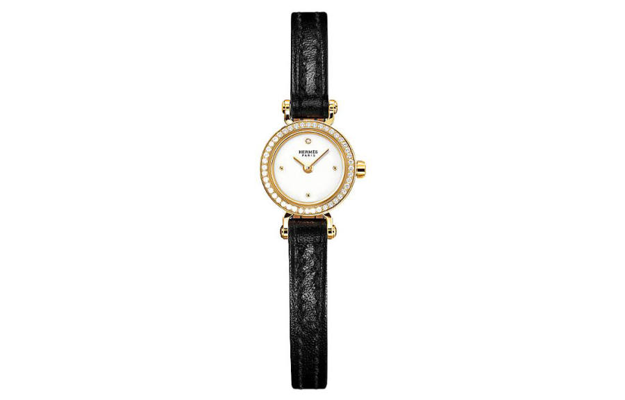 HERMES Faubourg Wrist Watches Quartz Movement Genuine Leather Strap White Dial Women's Watch