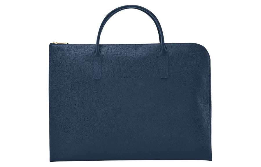 LONGCHAMP Le Foulonné Cow Leather Handbag Briefcase Small Men's Marine Blue