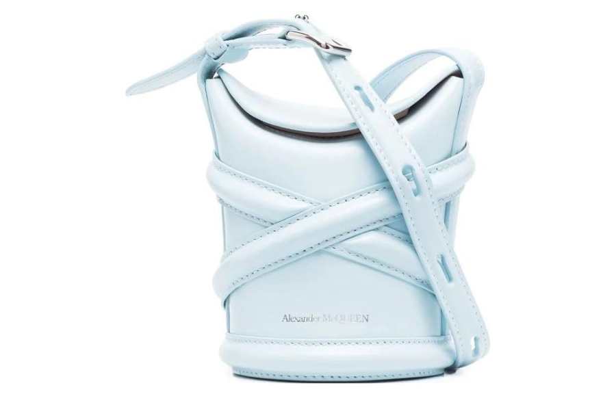 Alexander McQueen The Curve Mini Shoulder Bag Pale Blue