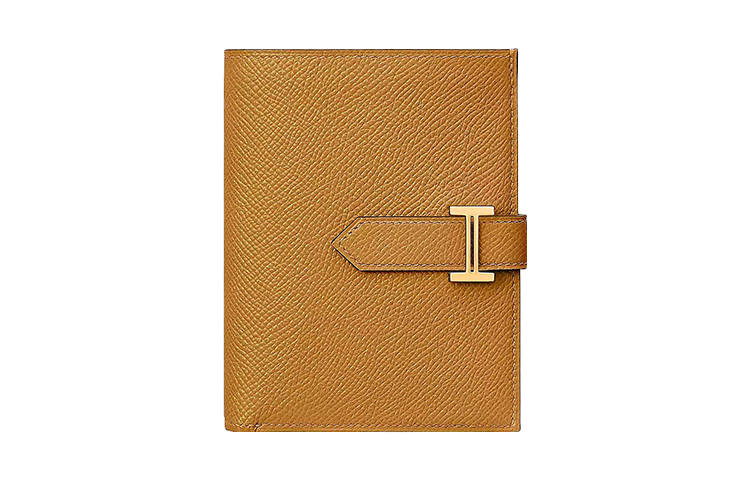 HERMES Bearn Epsom Leather Wallet Women's Sesame/Dusty Blue