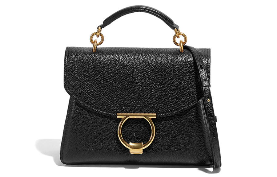 FERRAGAMO Cow Leather One Shoulder Handbag Regular Women's Black