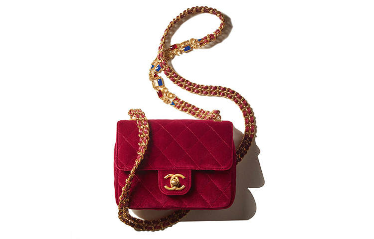 CHANEL Velvet Flap Bag, Shoulder Bag, Crossbody Bag Mini Women's Burgundy