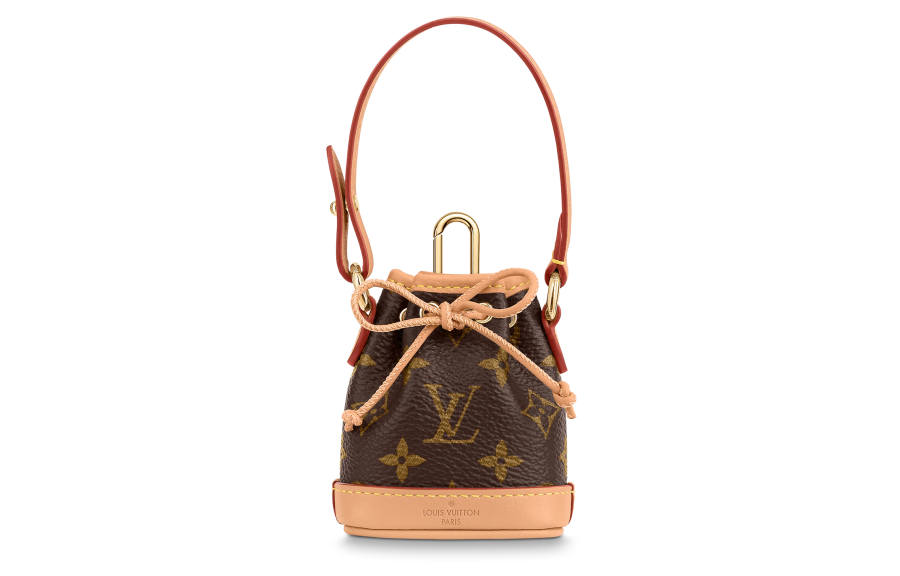 LOUIS VUITTON Micro Noe Coated Canvas With Cow Leather Handbag Charm Bag Merchandise Women's Brown