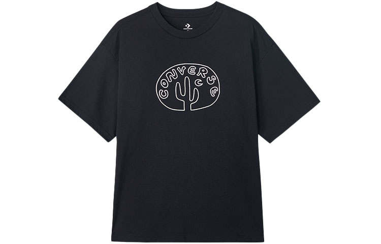 Converse T Shirts Men's Black Crew Neck Moderate Straight Fit