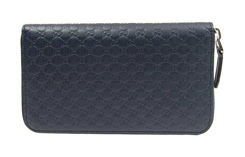 GUCCI Cow Leather Clutch Wallet Regular Men's Dark Blue