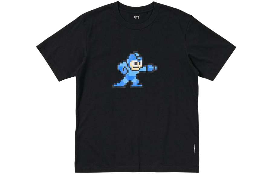 UNIQLO T Shirts Men's Black Crew Neck Moderate Straight Fit