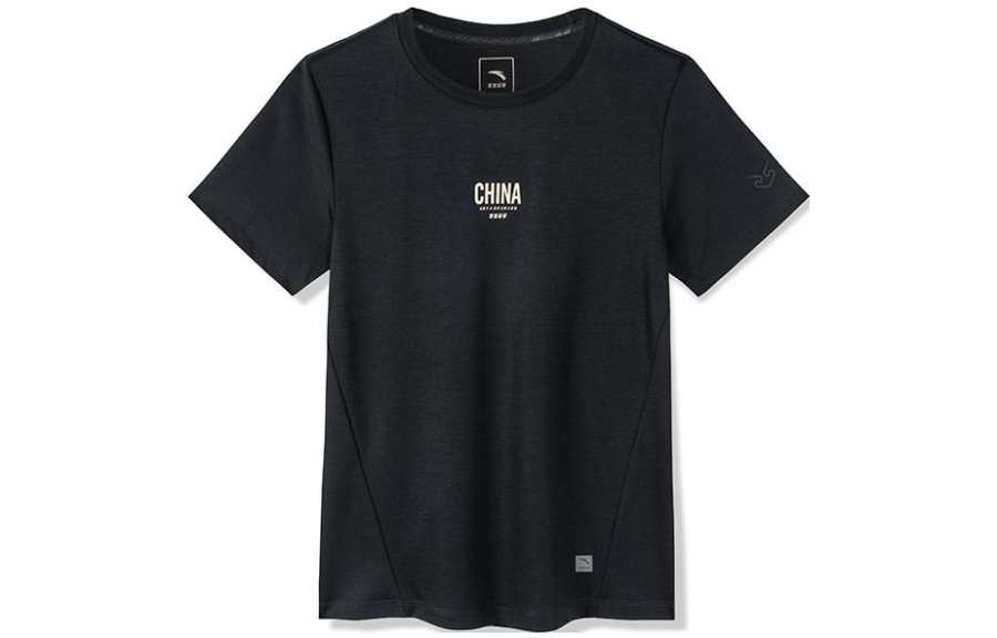 Anta Crew Neck Fitted Short Sleeved T Shirt Women's Black
