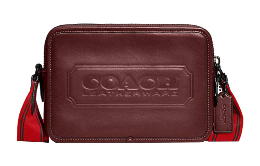 COACH Charter Cow Leather Shoulder Bag, Crossbody Bag Medium Men's Dark Red