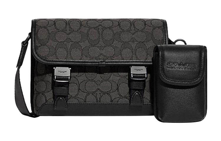 COACH League Coated Canvas With Refined Leather Shoulder Bag, Crossbody Bag Small Men's Black