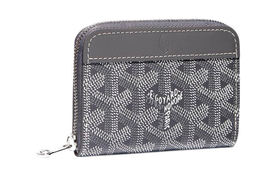 GOYARD Matignon Canvas With Leather Wallet Coin Purse Mini Women's Gray
