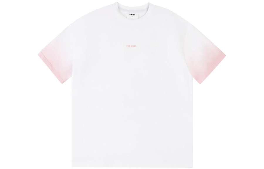 TEAM WANG T Shirts Men's White Crew Neck Moderate Straight Fit