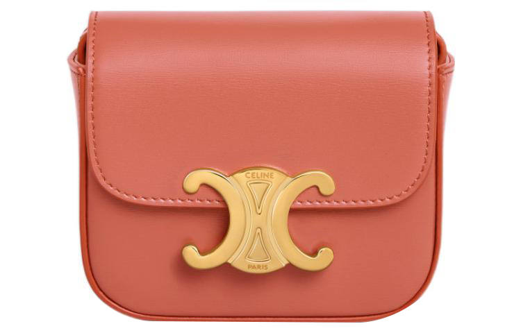 CELINE Claude Cow Leather Shoulder Bag, Crossbody Bag Mini Women's Terracotta