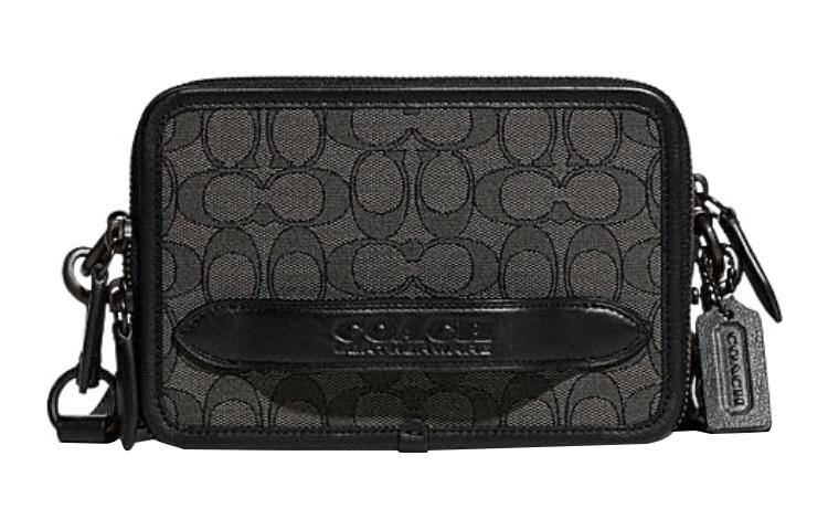 COACH Charter Fabric With Cow Leather Crossbody Bag, Shoulder Bag Small Men's Black