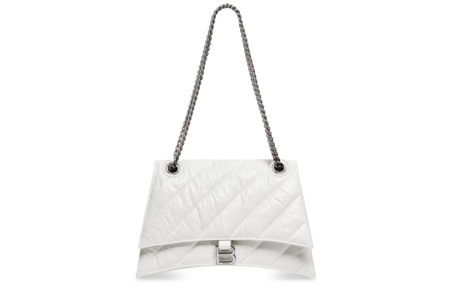 Balenciaga Crush Cow Leather Hourglass Bag, Crossbody Bag, Shoulder Bag Women's White