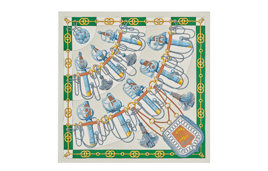 HERMES HERMES Silk Scarves Women's Green