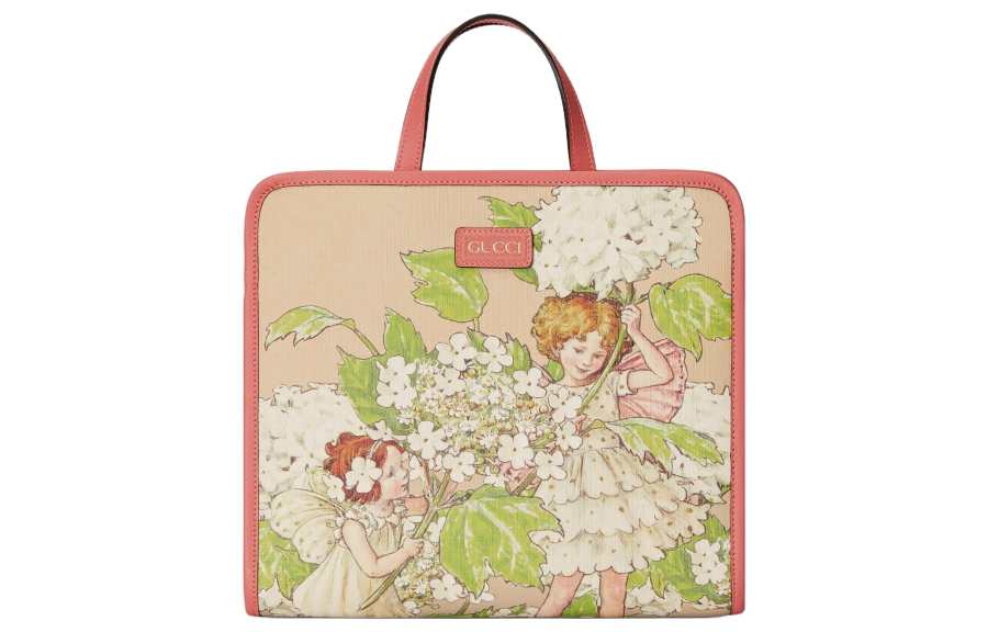 GUCCI Supreme Canvas Leather Trim Tote Bag, Shopping Bag, Handbag Kids' Light Pink