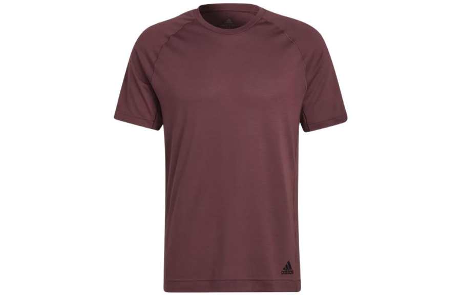 Adidas Adidas T Shirts Men's Burgundy Crew Neck Moderate Straight Fit
